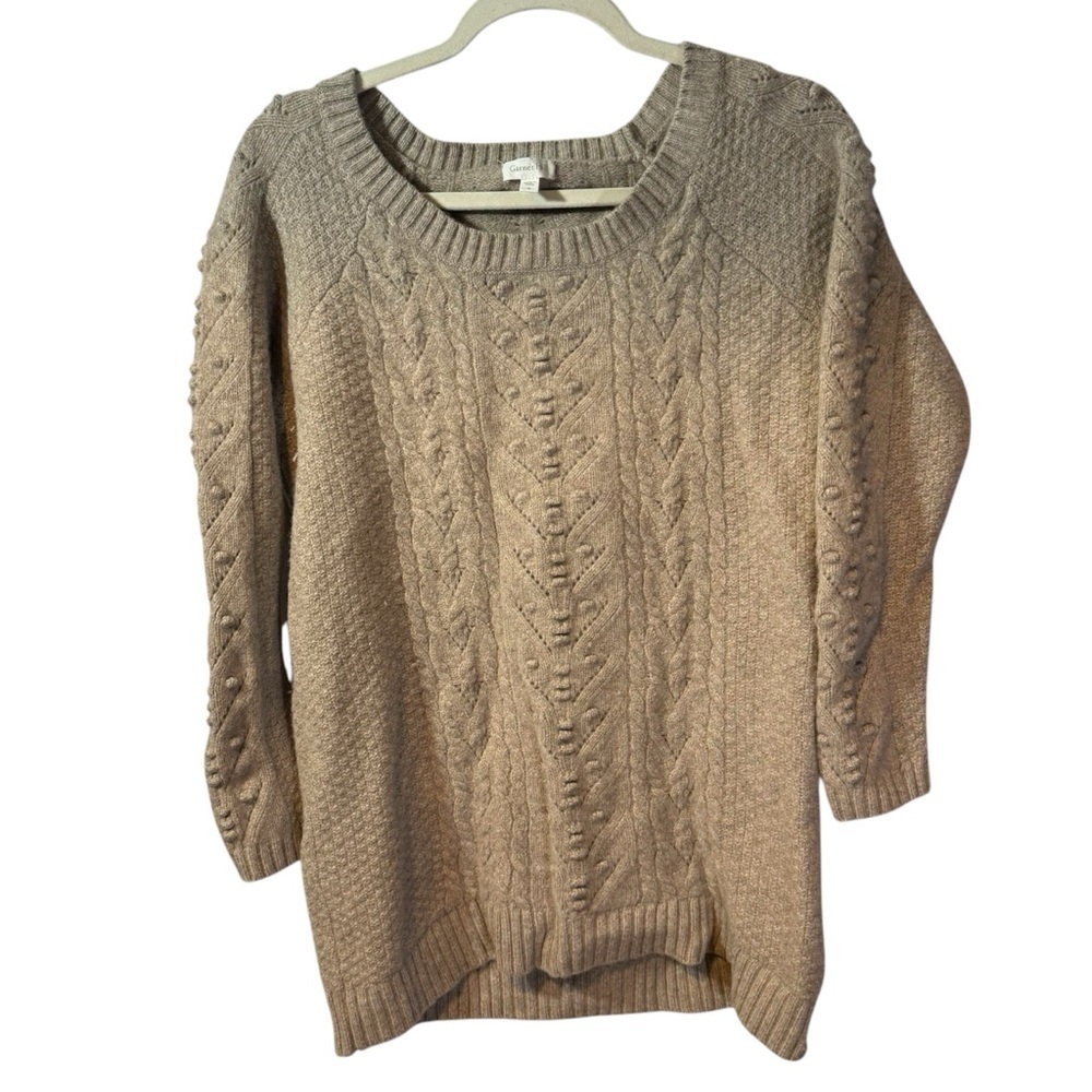 Garnet Hill Tan Cable Knit Sweater